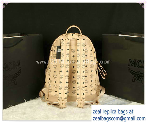 High Quality Replica MCM Stark Backpack Jumbo in Calf Leather 8006 Apricot - Click Image to Close